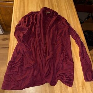 Athleta Wine-Red Lightweight Open Cardigan